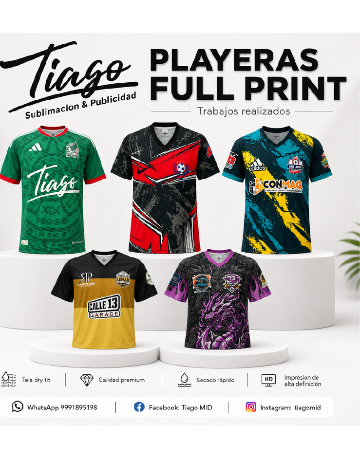 Playeras deportivas full print personalizadas